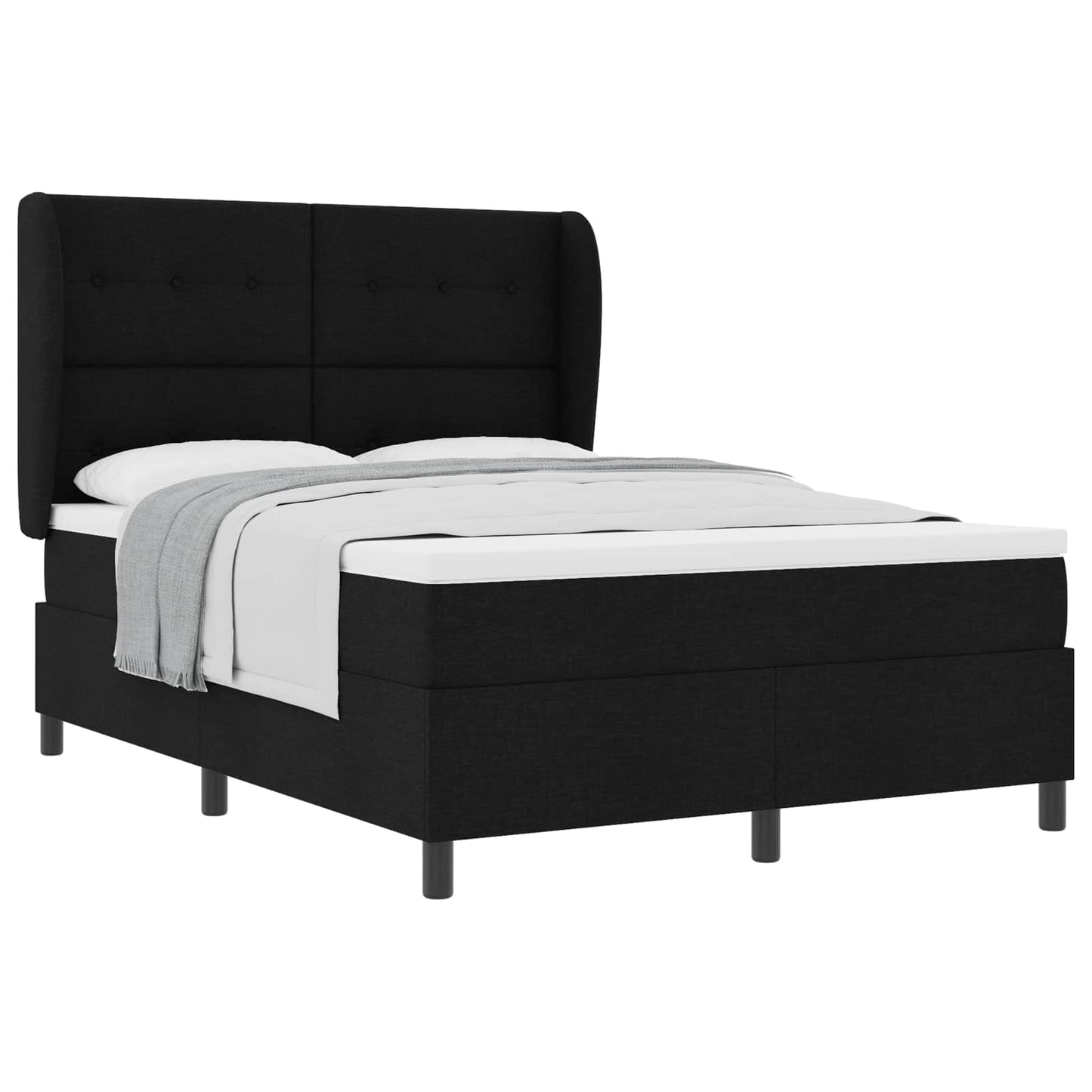 Letto a molle con testiera Nero 140 x 190 cm Tessuto | homemem39
