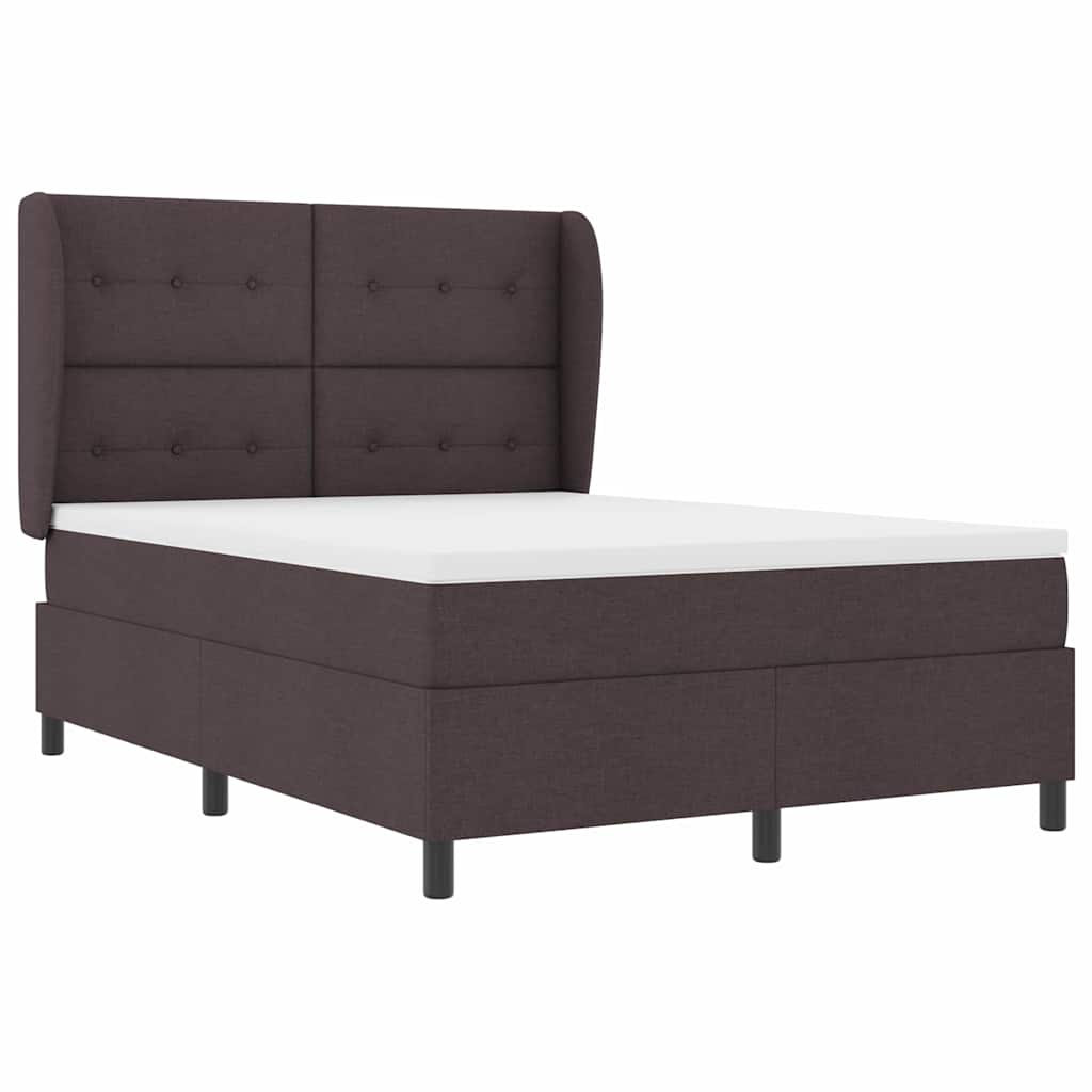 Letto a molle con testiera Marrone scuro 140 x 190 cm Tessuto | homemem39