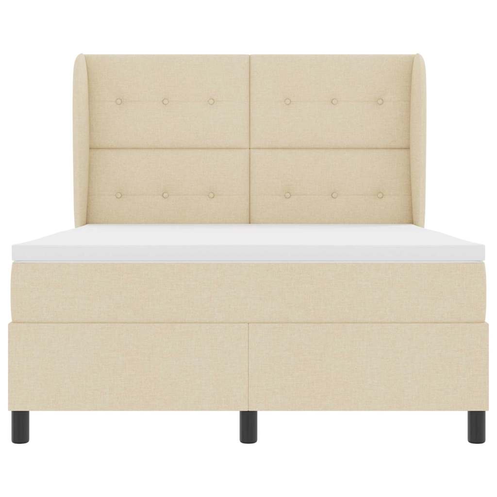 Letto a molle con testiera Crema 140 x 190 cm Tessuto | homemem39