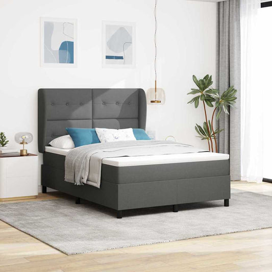 Letto a molle con testiera Grigio scuro 140 x 200 cm Tessuto | homemem39