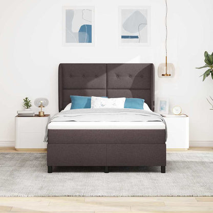 Letto a molle con testiera Marrone scuro 140 x 200 cm Tessuto | homemem39