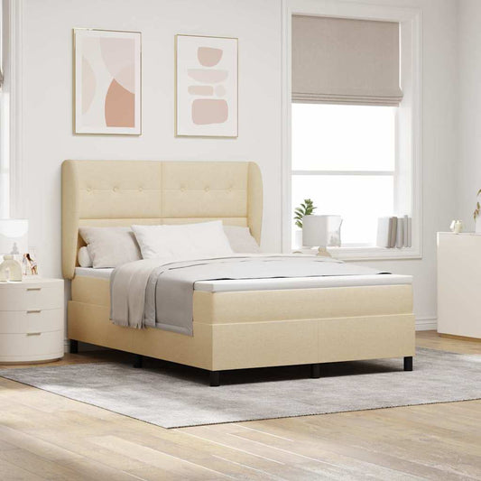 Letto a molle con testiera Crema 140 x 200 cm Tessuto