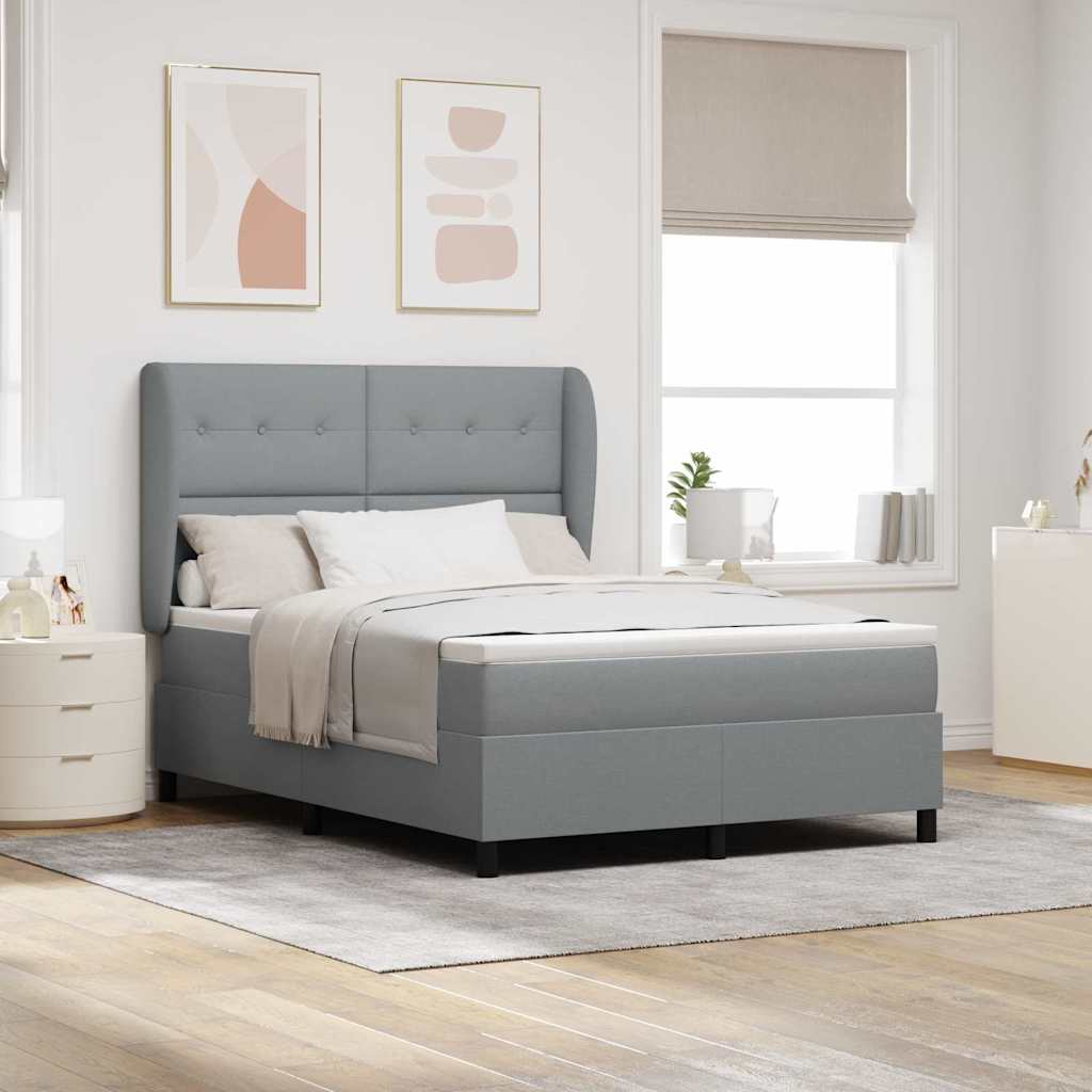 Letto a molle con testiera Grigio chiaro 160 x 200 cm Tessuto | homemem39