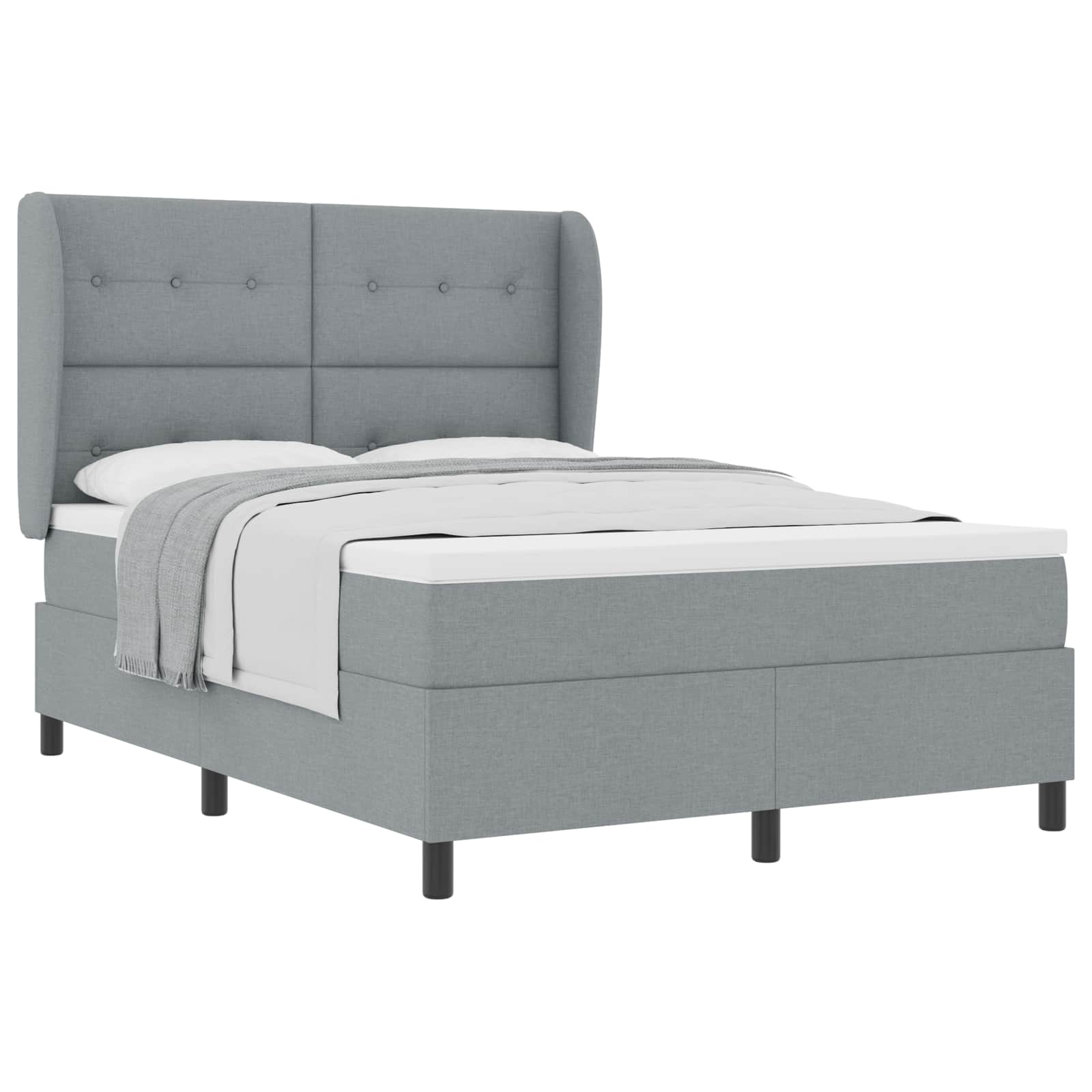 Letto a molle con testiera Grigio chiaro 160 x 200 cm Tessuto | homemem39