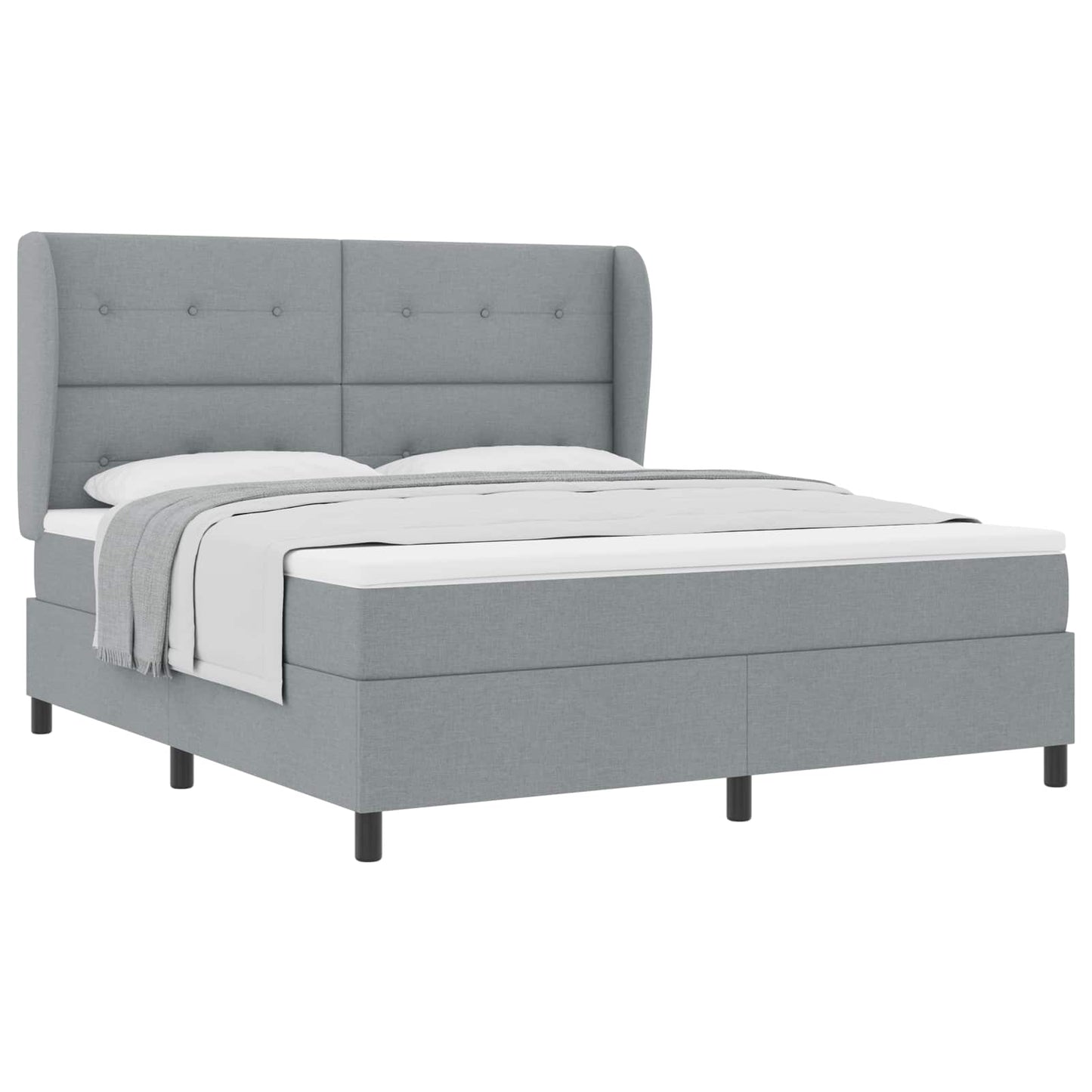 Letto a molle con materasso Grigio chiaro 180 x 200 cm Tessuto