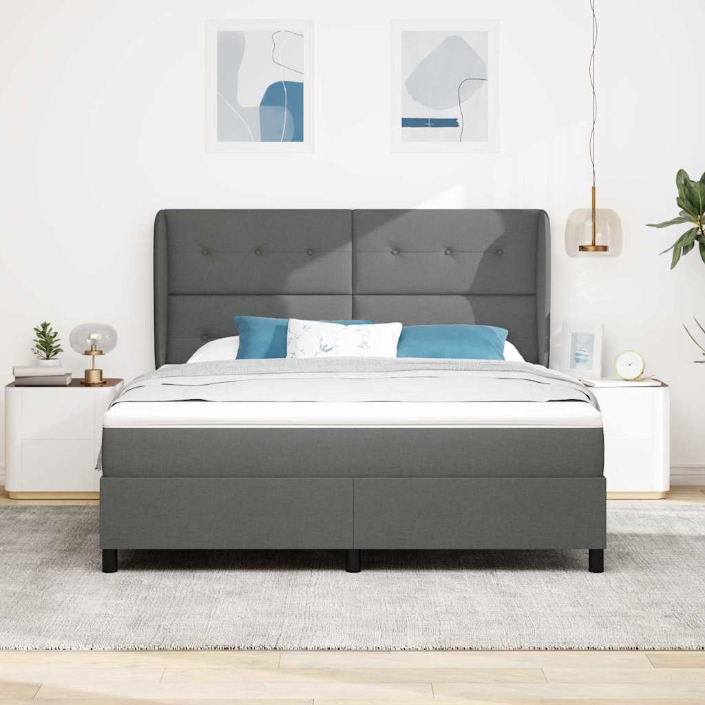 Letto a molle con materasso Grigio scuro 180 x 200 cm Tessuto