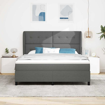 Letto a molle con materasso Grigio scuro 180 x 200 cm Tessuto