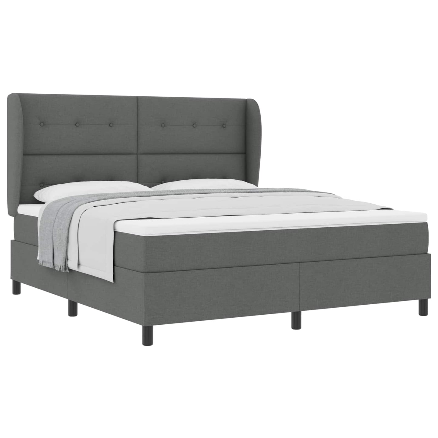 Letto a molle con materasso Grigio scuro 180 x 200 cm Tessuto