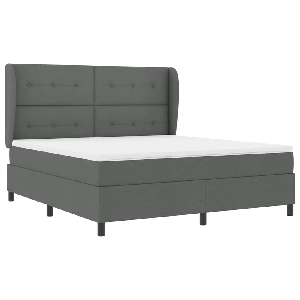 Letto a molle con materasso Grigio scuro 180 x 200 cm Tessuto