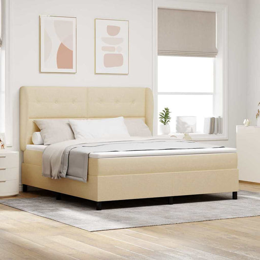 Letto a molle con testiera Crema 180 x 200 cm Tessuto | homemem39