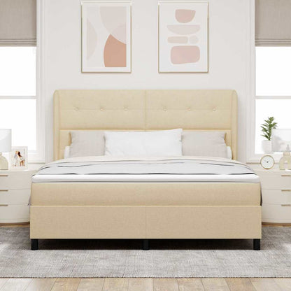 Letto a molle con materasso Crema 180 x 200 cm Tessuto