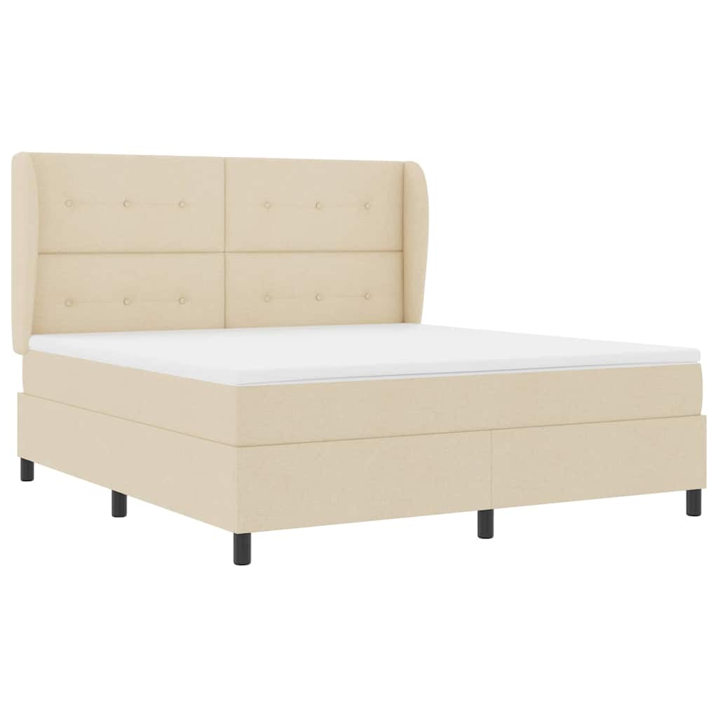 Letto a molle con materasso Crema 180 x 200 cm Tessuto