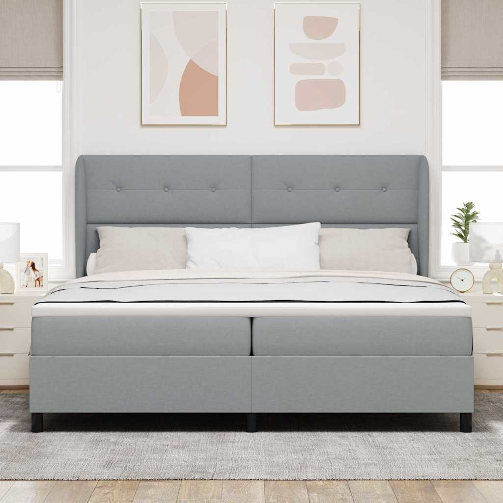 Letto a molle con materasso Grigio chiaro 200 x 200 cm Tessuto