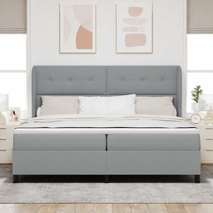 Letto a molle con materasso Grigio chiaro 200 x 200 cm Tessuto