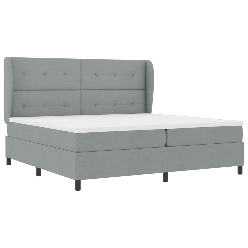 Letto a molle con materasso Grigio chiaro 200 x 200 cm Tessuto