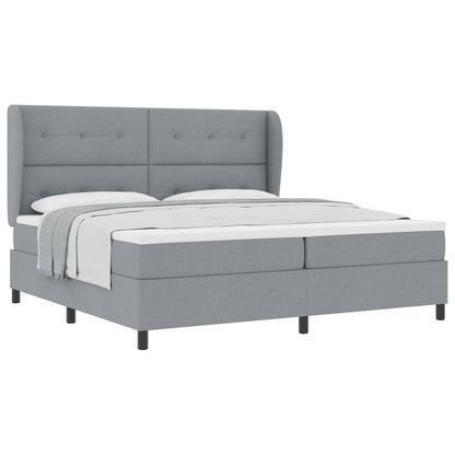 Letto a molle con materasso Grigio chiaro 200 x 200 cm Tessuto