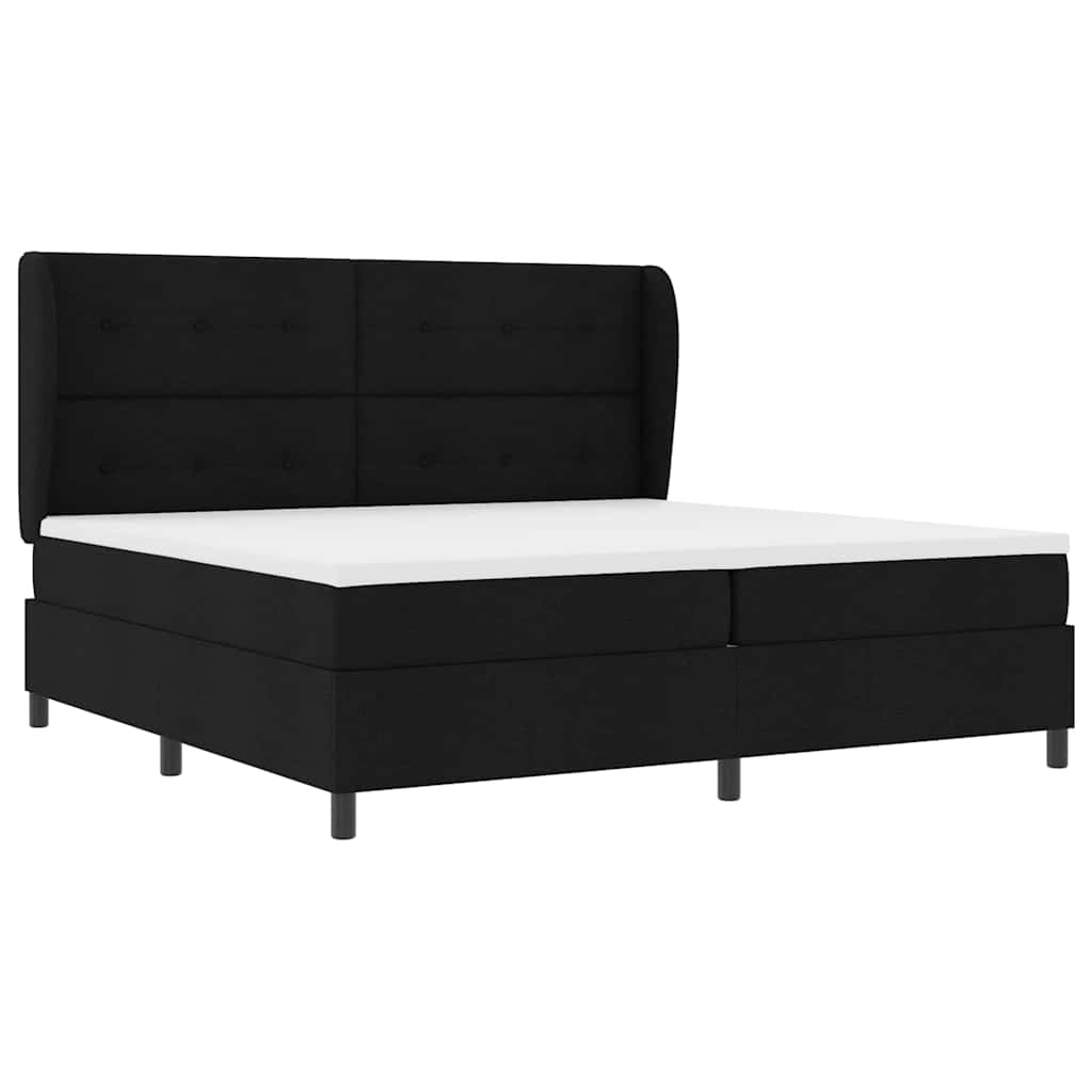 Letto a molle con materasso Nero 200 x 200 cm Tessuto