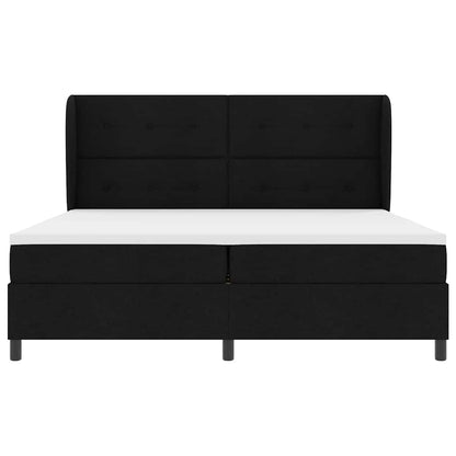 Letto a molle con materasso Nero 200 x 200 cm Tessuto