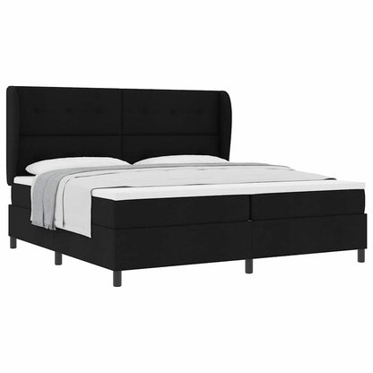 Letto a molle con materasso Nero 200 x 200 cm Tessuto