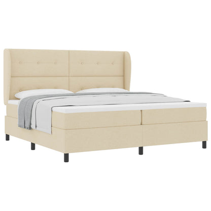 Letto a molle con testiera Crema 200 x 200 cm Tessuto | homemem39