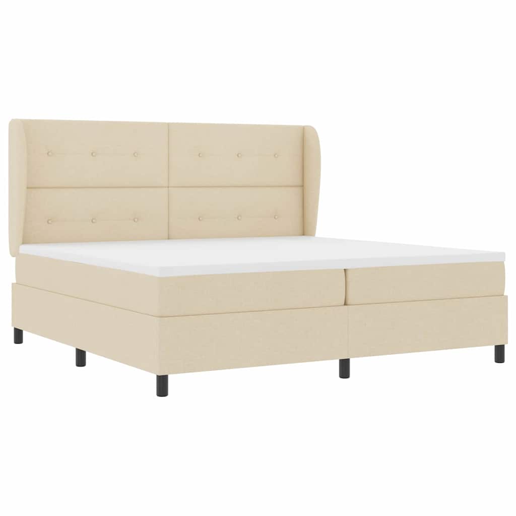 Letto a molle con testiera Crema 200 x 200 cm Tessuto | homemem39