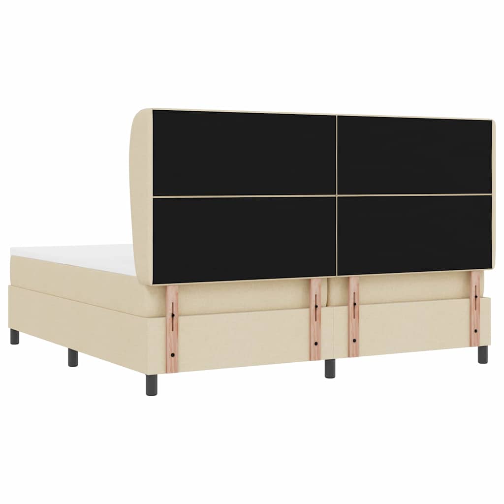Letto a molle con testiera Crema 200 x 200 cm Tessuto | homemem39
