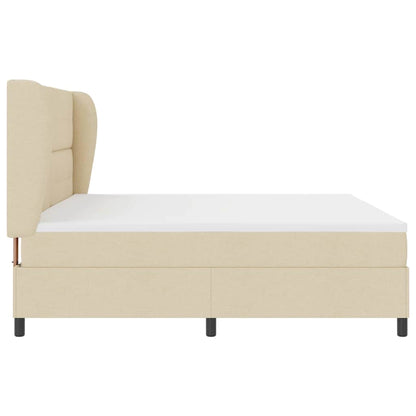 Letto a molle con testiera Crema 200 x 200 cm Tessuto | homemem39