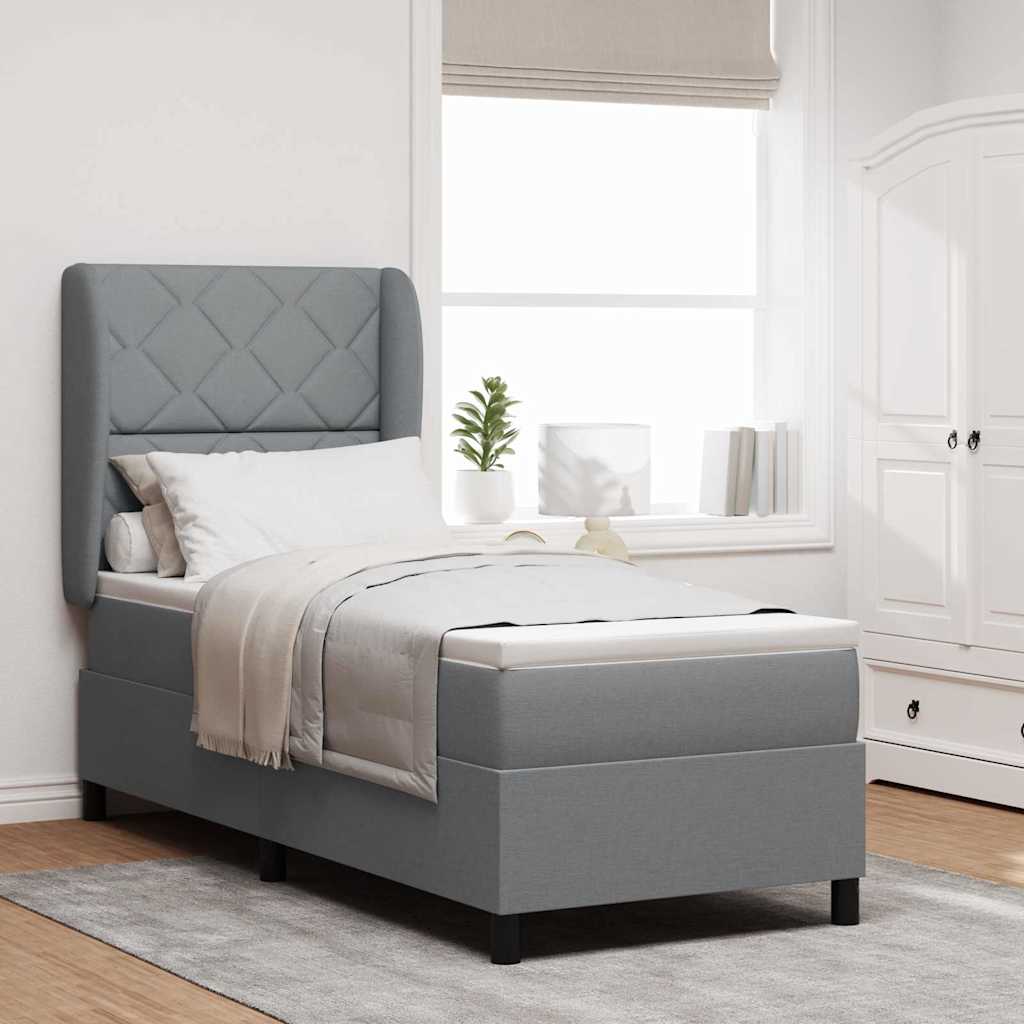 Letto a molle con testiera Grigio chiaro 80 x 200 cm Tessuto | homemem39