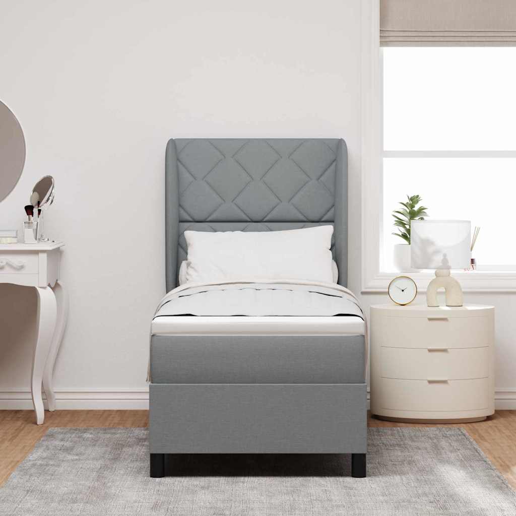 Letto a molle con testiera Grigio chiaro 80 x 200 cm Tessuto | homemem39