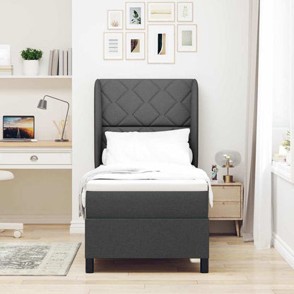 Letto a molle con testiera Grigio scuro 80 x 200 cm Tessuto | homemem39
