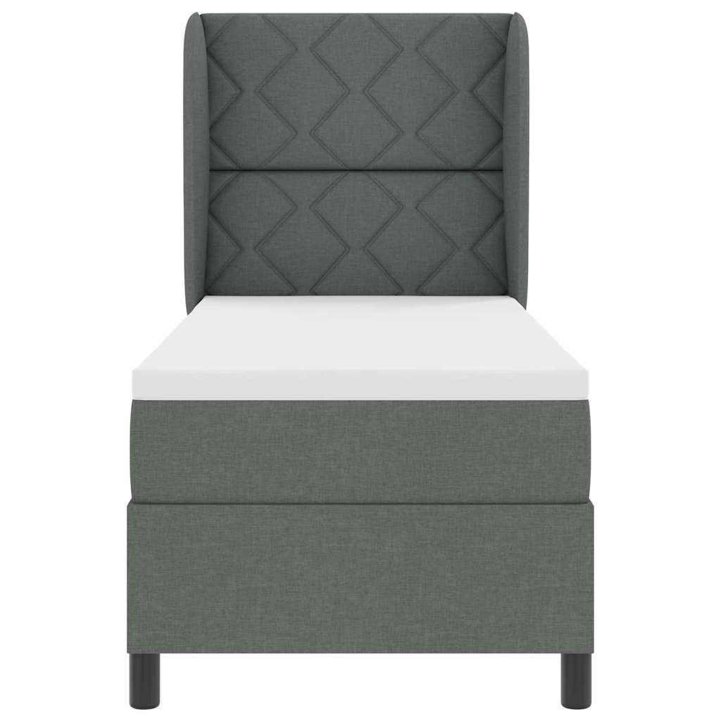 Letto a molle con testiera Grigio scuro 80 x 200 cm Tessuto | homemem39