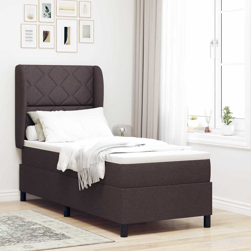 Letto a molle con testiera Marrone scuro 80 x 200 cm Tessuto | homemem39