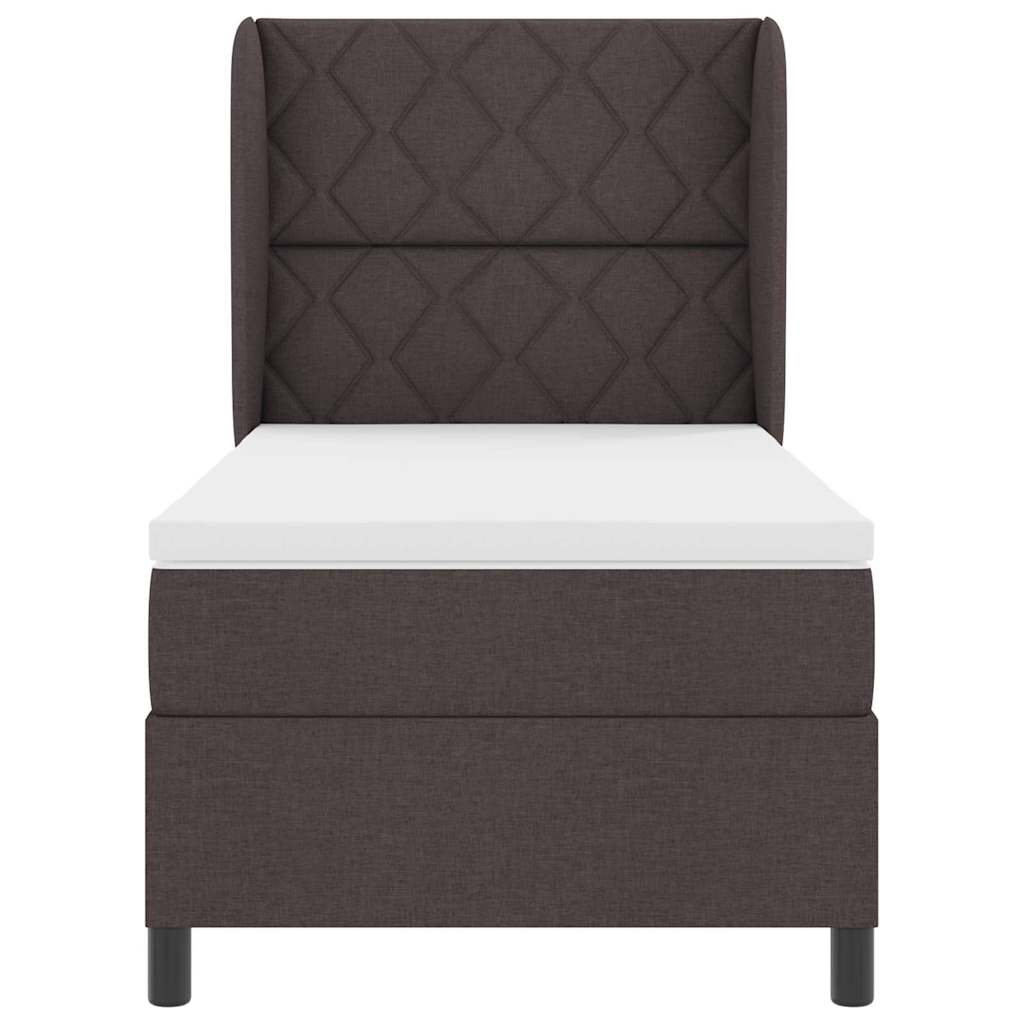 Letto a molle con materasso Marrone scuro 90 x 200 cm Tessuto - homemem39