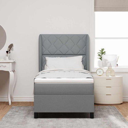 Letto a molle con materasso Grigio chiaro 100 x 200 cm Tessuto