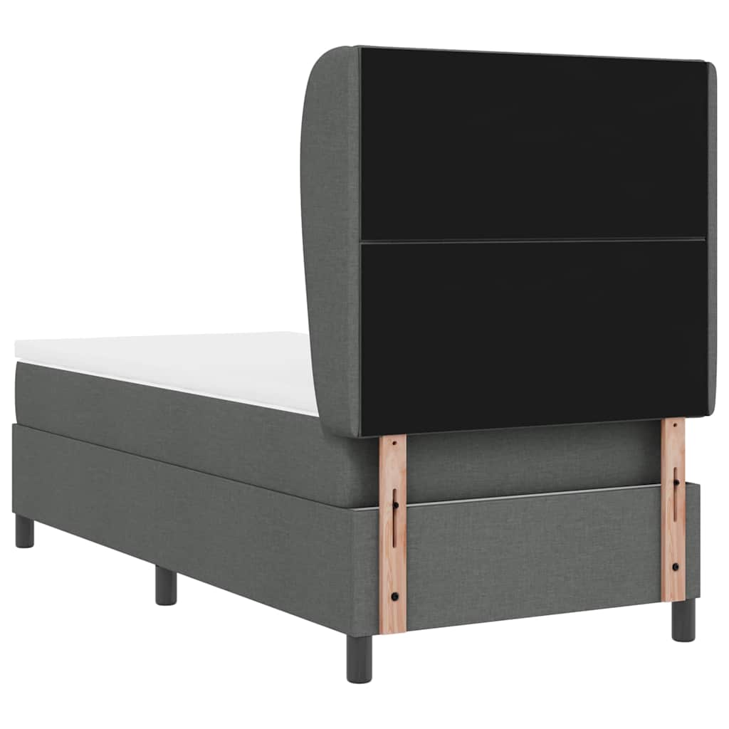 Letto a molle con materasso Grigio scuro 100 x 200 cm Tessuto