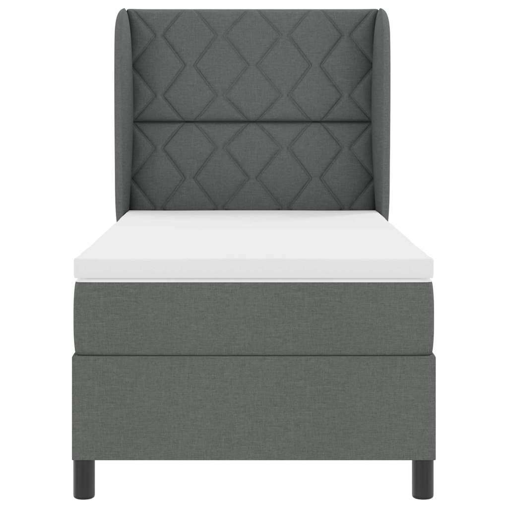 Letto a molle con materasso Grigio scuro 100 x 200 cm Tessuto