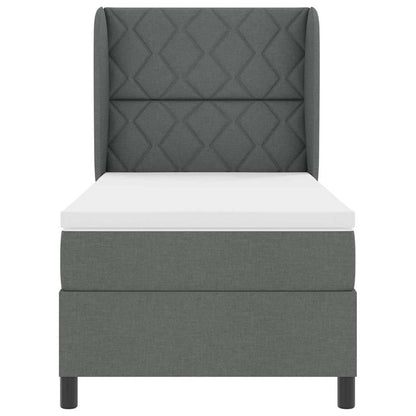 Letto a molle con materasso Grigio scuro 100 x 200 cm Tessuto