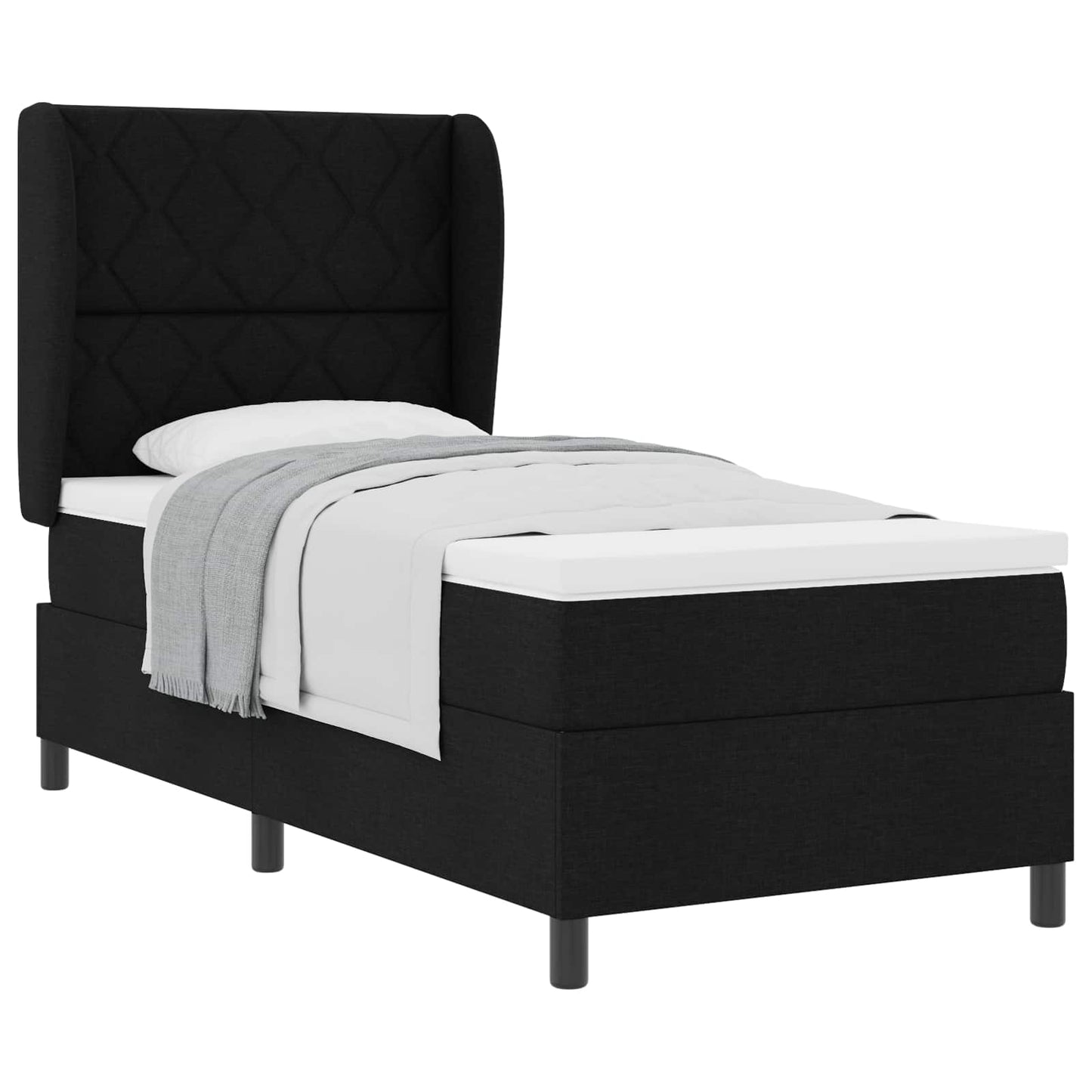 Letto a molle con testiera Nero 100 x 200 cm Tessuto | homemem39