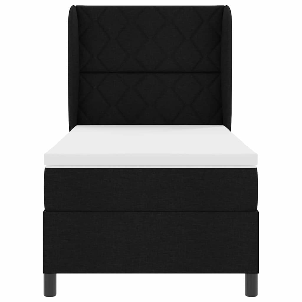 Letto a molle con materasso Nero 100 x 200 cm Tessuto