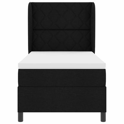 Letto a molle con materasso Nero 100 x 200 cm Tessuto