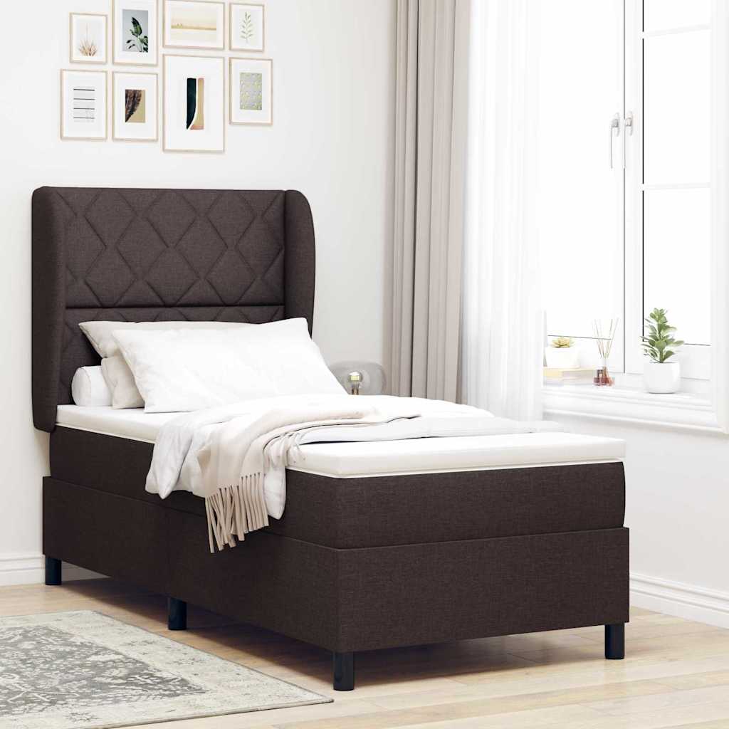 Letto a molle con testiera Marrone scuro 100 x 200 cm Tessuto | homemem39
