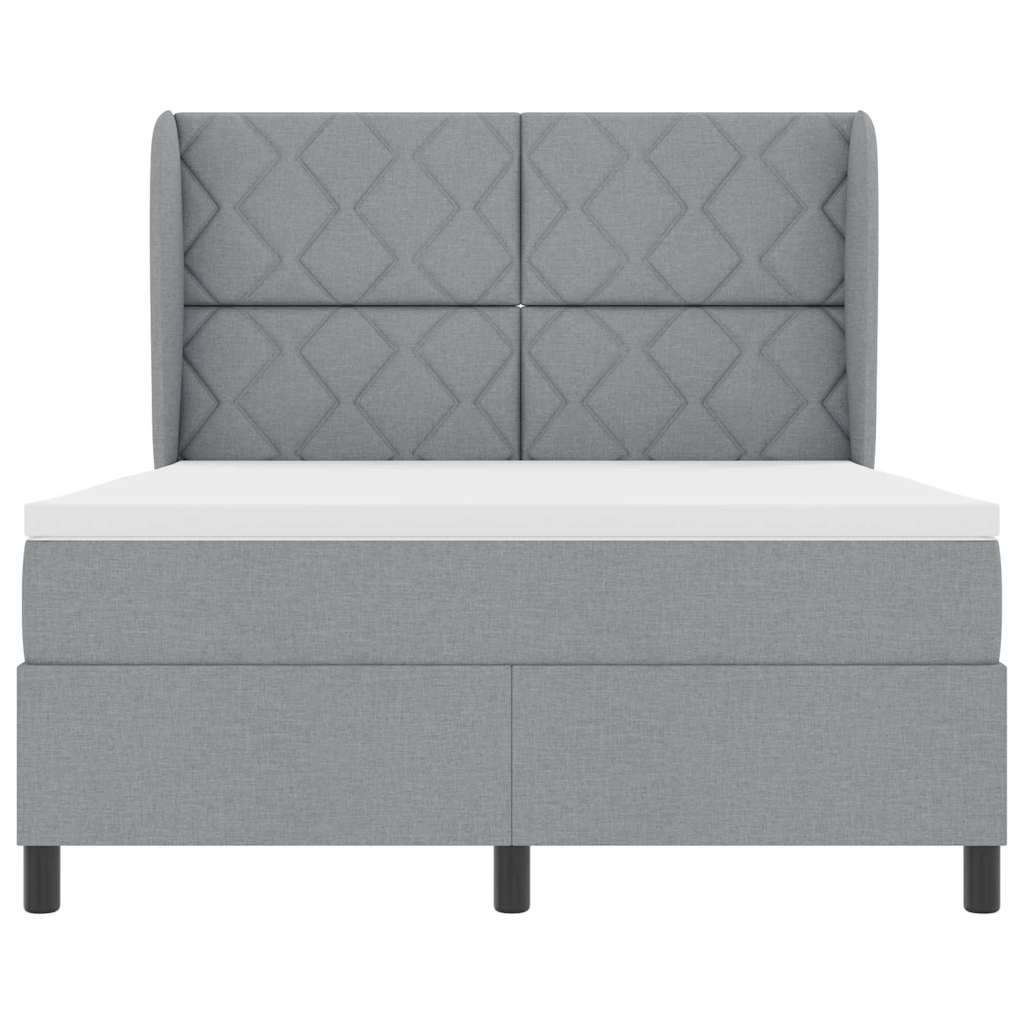 Letto a molle con materasso Grigio chiaro 140 x 190 cm Tessuto