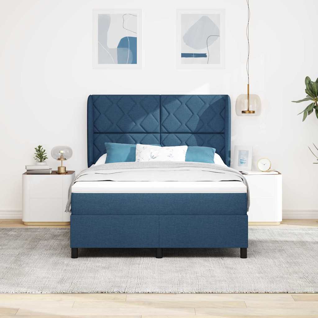 Letto a molle con testiera Blu 140 x 190 cm Tessuto | homemem39