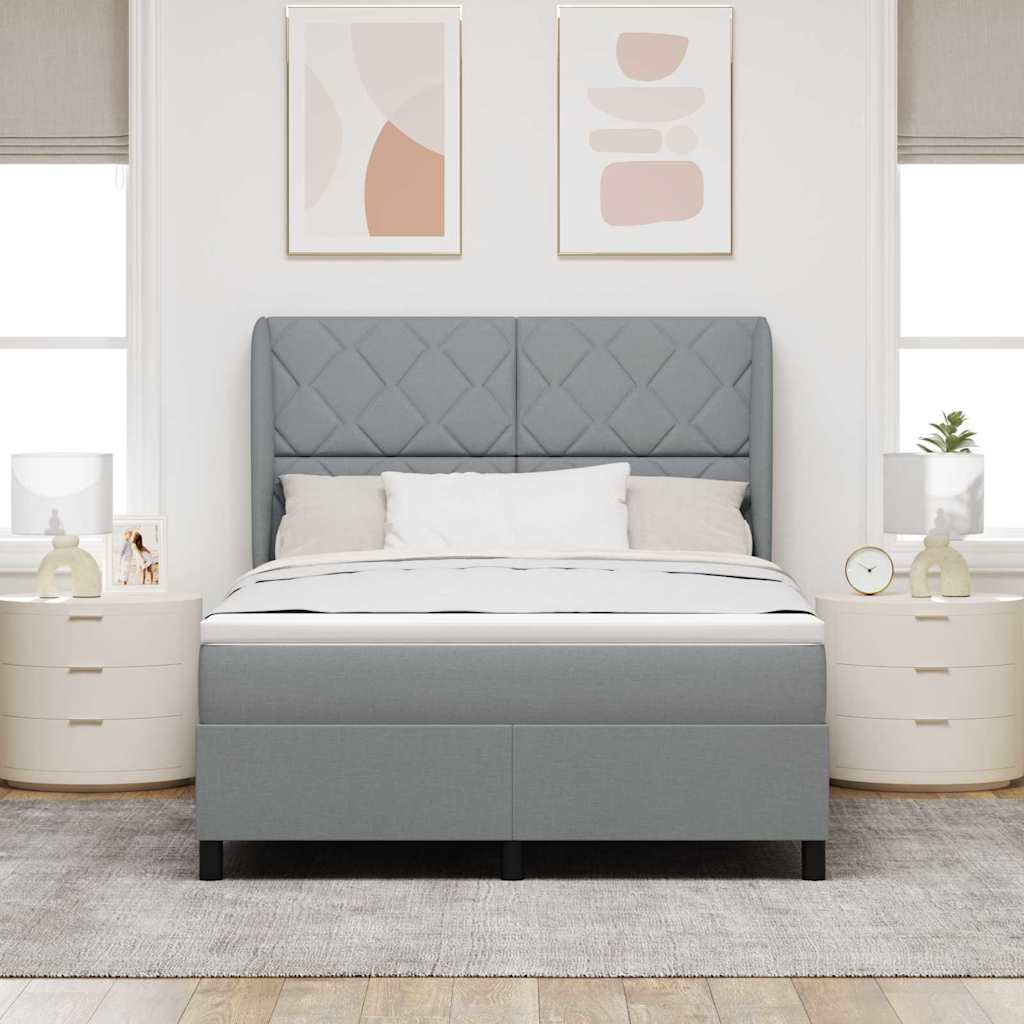 Letto a molle con testiera Grigio chiaro 140 x 200 cm Tessuto | homemem39