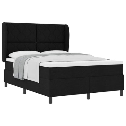 Letto a molle con testiera Nero 160 x 200 cm Tessuto
