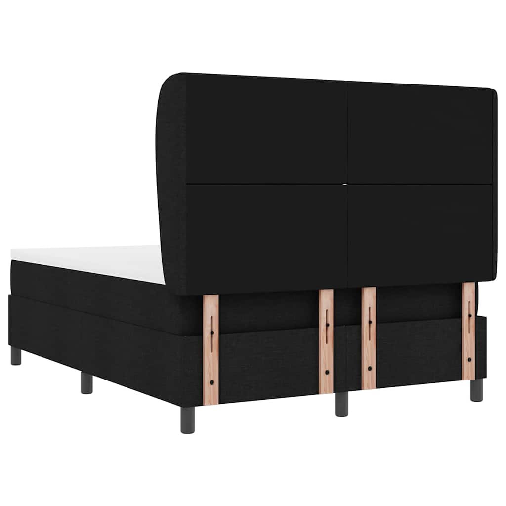 Letto a molle con testiera Nero 160 x 200 cm Tessuto