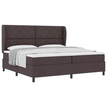 Letto a molle con testiera Marrone scuro 200 x 200 cm Tessuto | homemem39