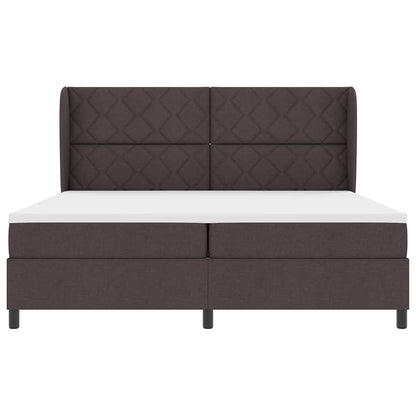 Letto a molle con testiera Marrone scuro 200 x 200 cm Tessuto | homemem39