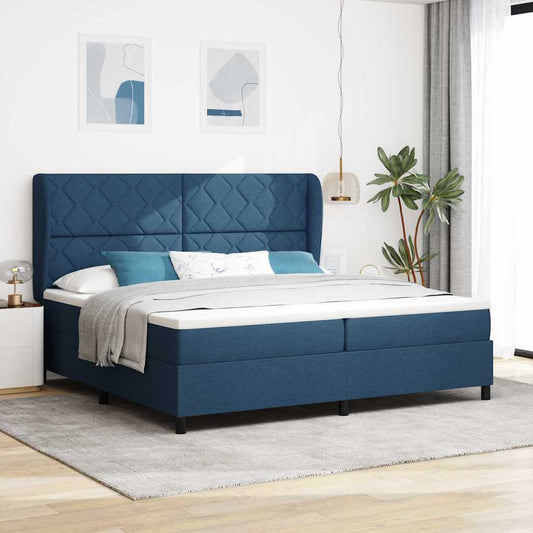 Letto a molle con testiera Blu 200 x 200 cm Tessuto | homemem39