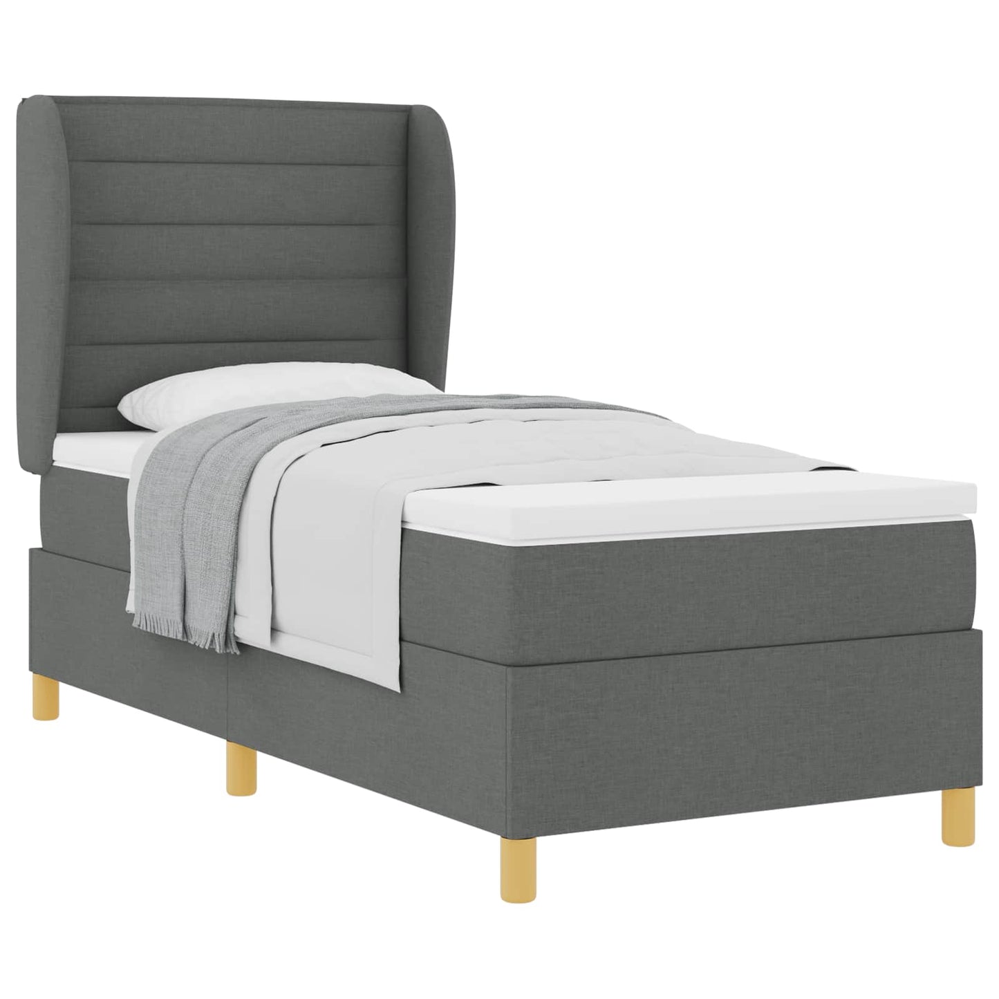 Letto a molle con materasso Grigio scuro 200 x 80 cm Tessuto | homemem39
